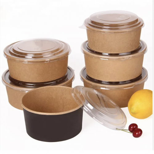 500ml  Biodegradable food packaging paper container for food packing disposable paper Salad Bowl 