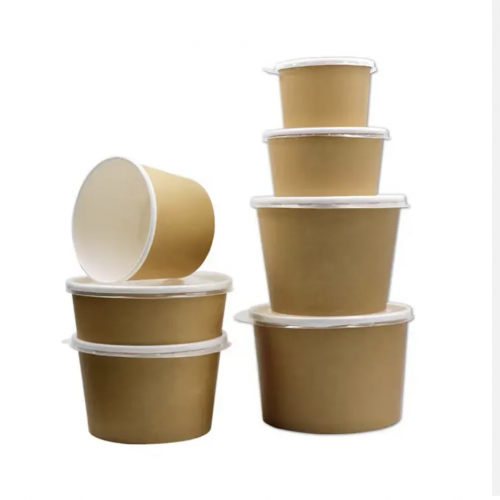 1500ml Biodegradable food packaging paper container for food packing disposable paper Salad Bowl  