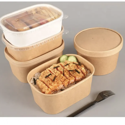 1000ml rectangle paper box Biodegradable food packaging paper container for food packing disposable  