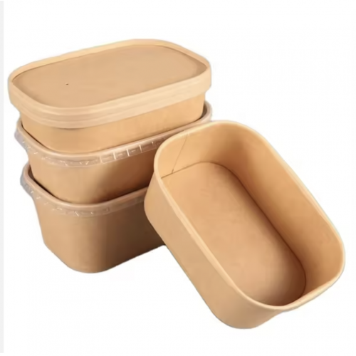 750ml rectangle paper box Biodegradable food packaging paper container for food packing disposable 