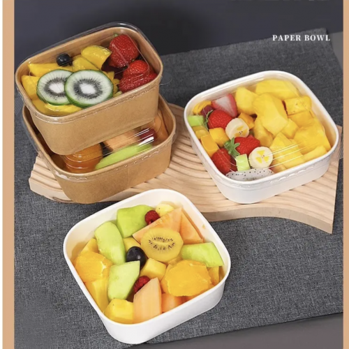 500ml rectangle paper box Biodegradable food packaging paper container for food packing disposable   