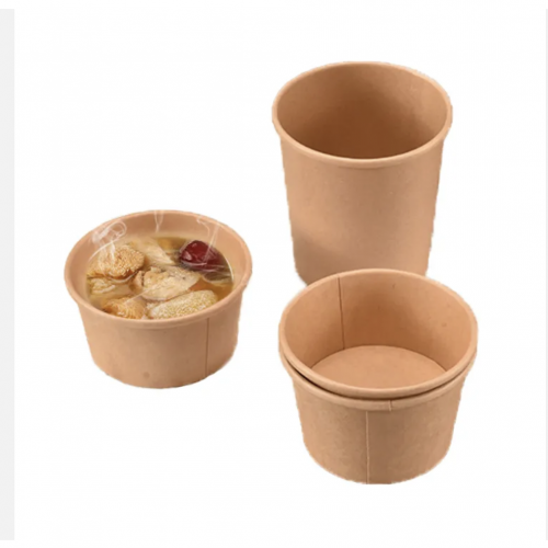 26oz soup bucket kraft paper Biodegradable food packaging paper container for food packing disposable    