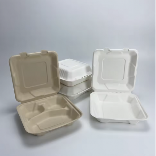 8in -3 compartments Clamshell  Bagasse   