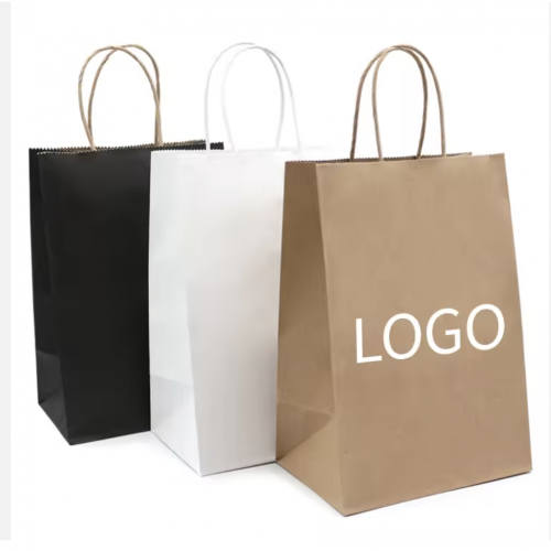 wholesale food paper bags with your own logo from kraft paper foldable 100% recycled