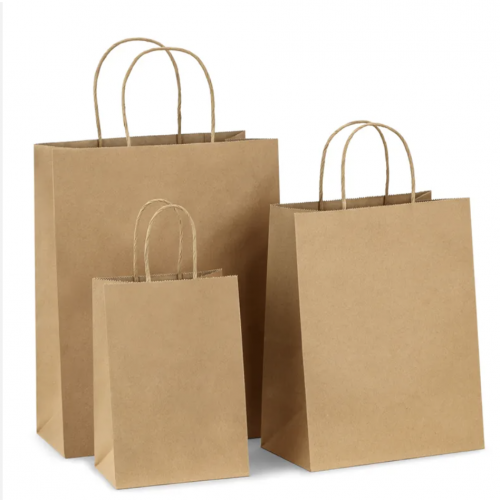 Custom Brown or White Paper food Bags paper shopping bag Durable Kraft Paper Bags